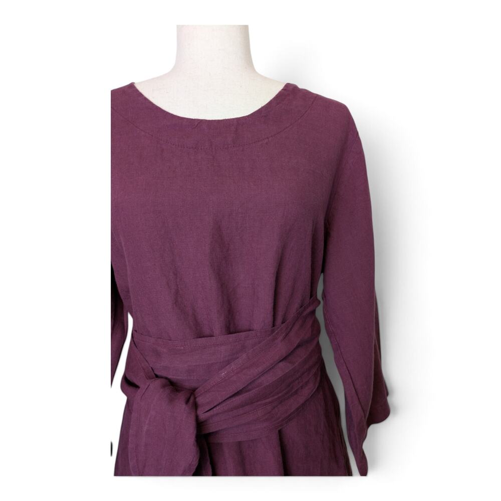 LEN OK BRAND 100% Linen Dress w/ Self Wrap Linen Tie and Side Pockets - XXL - Picture 6 of 15